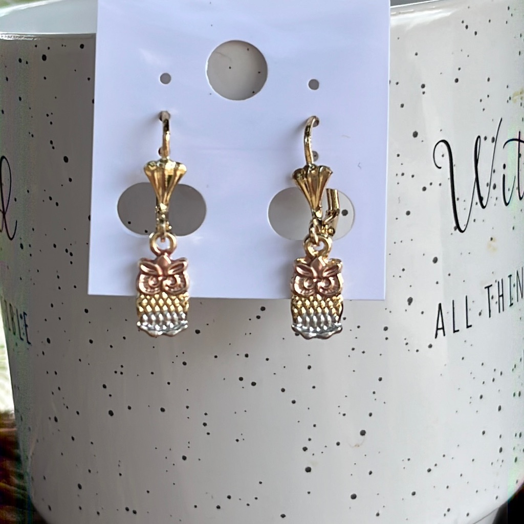 Gold Plated Owl 3 Gold White Gold Gold And Pink